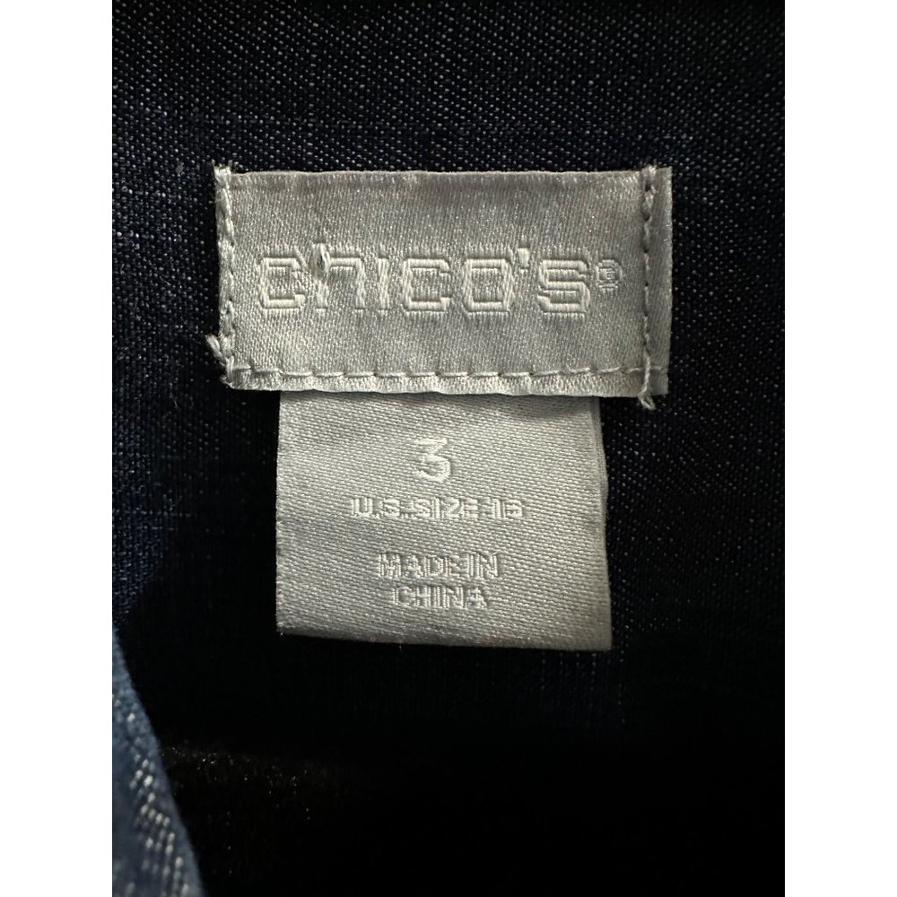 Chico’s size 3 (XL) blue button front long sleeve pockets tunic top - Picture 4 of 7